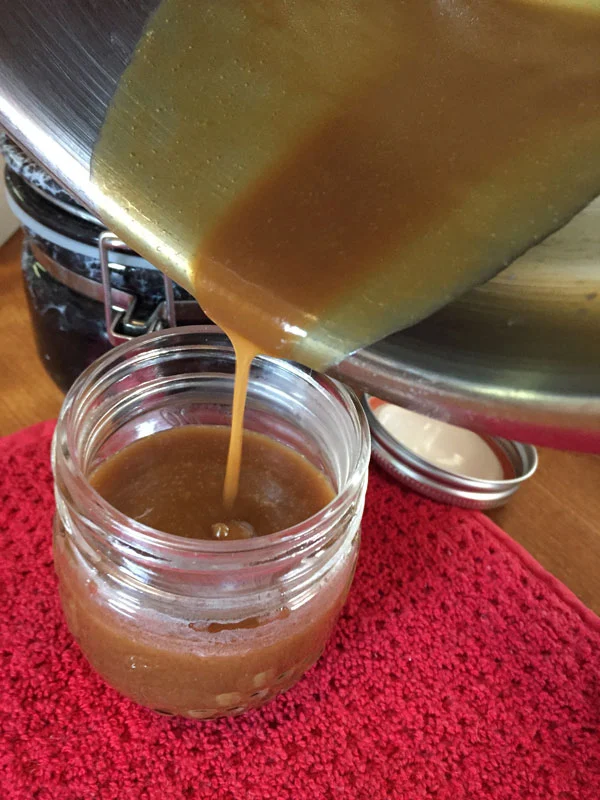 Bev Shaffer - Homemade Butterscotch Sauce - Pouring into Jars